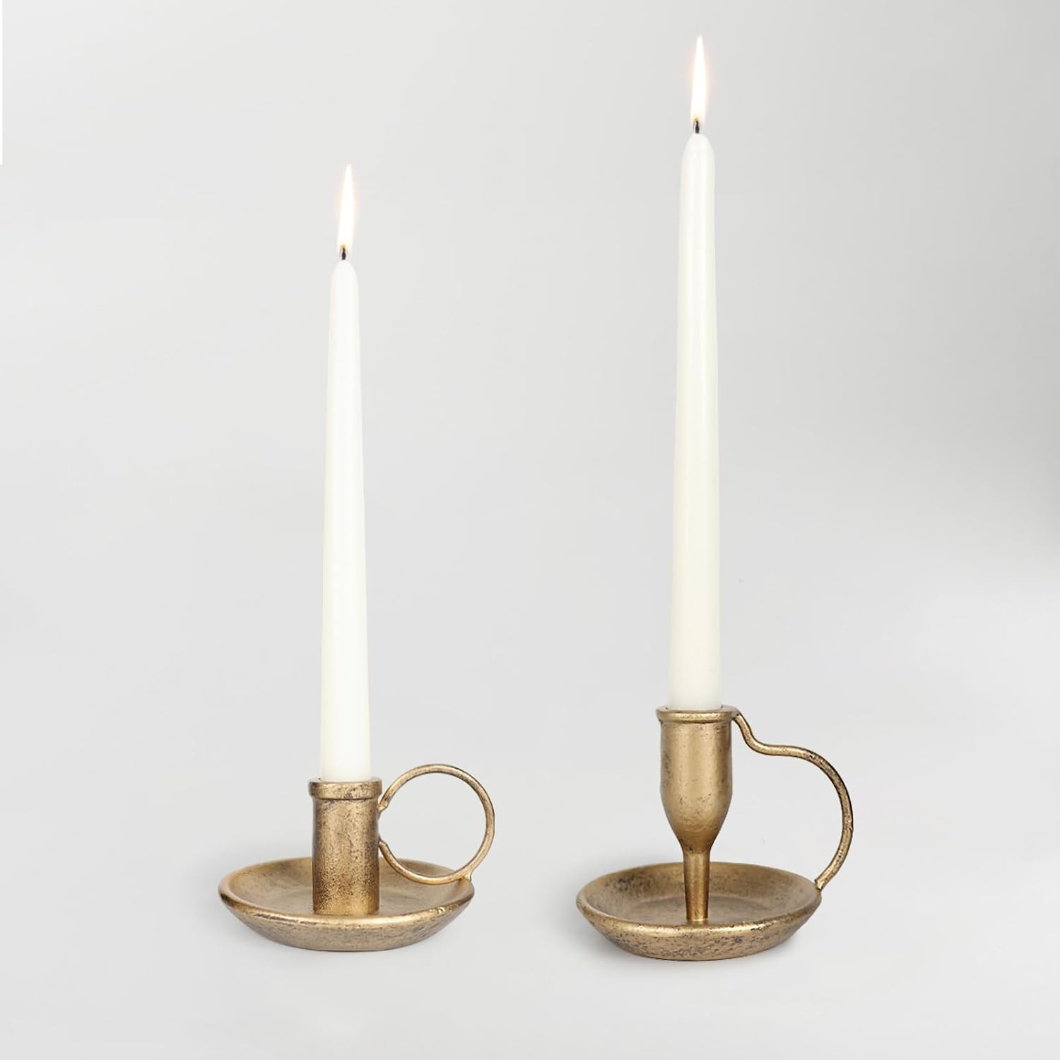 Vintage Iron Taper Candle Holder Set of 2 Antique Brass Candlestick Holders | Amazon (US)