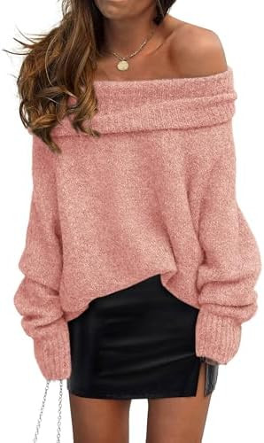 PRETTYGARDEN Women's Off The Shoulder Sweater Long Sleeve Tops 2026 Fall Loose Knit Pullover Swea... | Amazon (US)