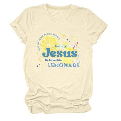 My Jesus Making Lemonade Shirt Lemon T-Shirt Christian Shirts for Women Funny Jesus Shirts Limoncello Shirt Woemn | Amazon (US)
