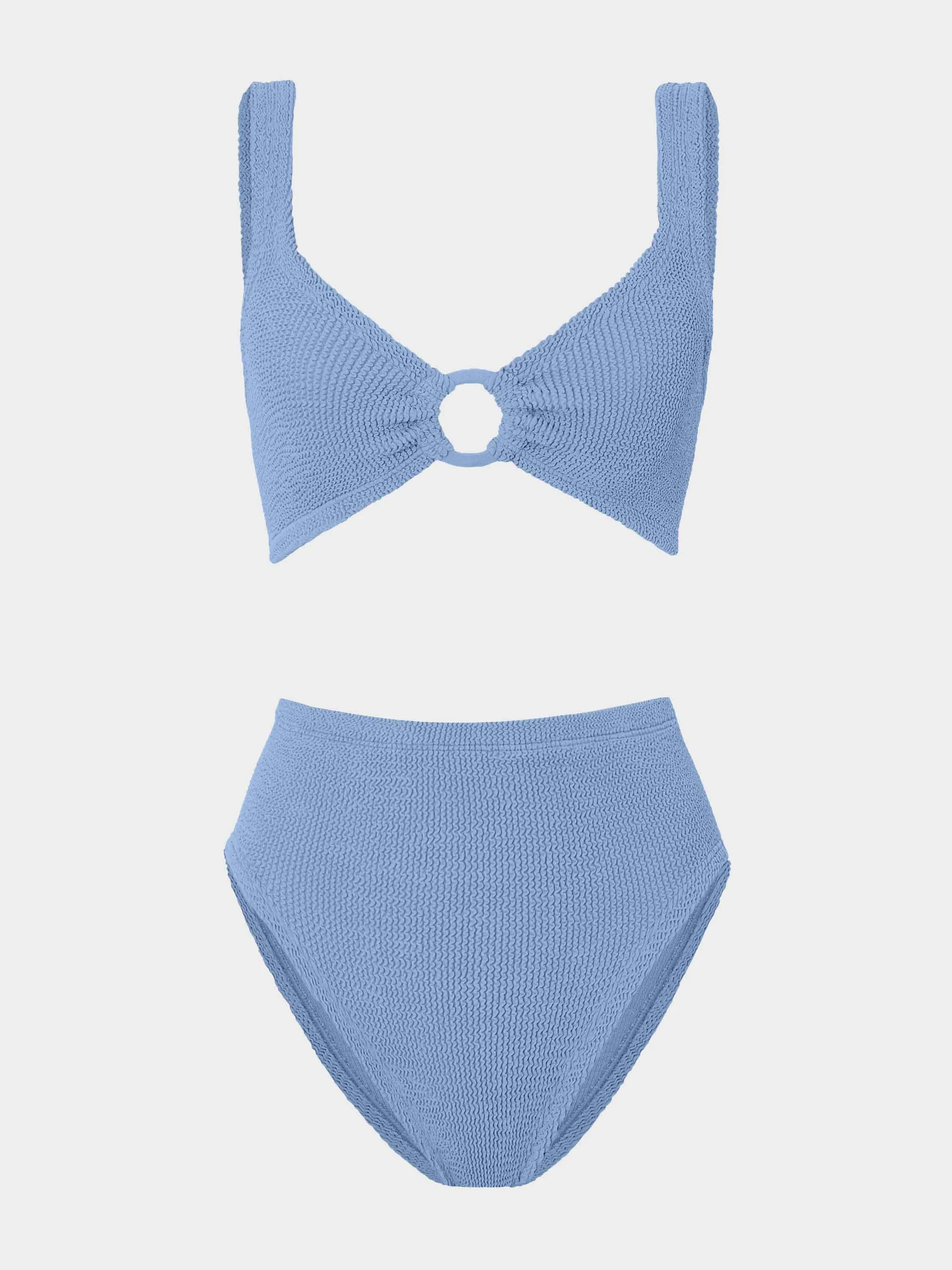 Nadine Bikini With Tonal Hoops - Cornflower | HUNZA G