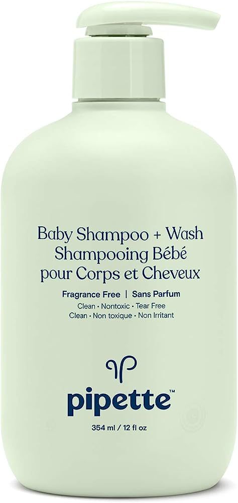 Pipette Baby Shampoo and Body Wash - Fragrance Free, Tear-Free Bath Time, Hypoallergenic, Moistur... | Amazon (US)