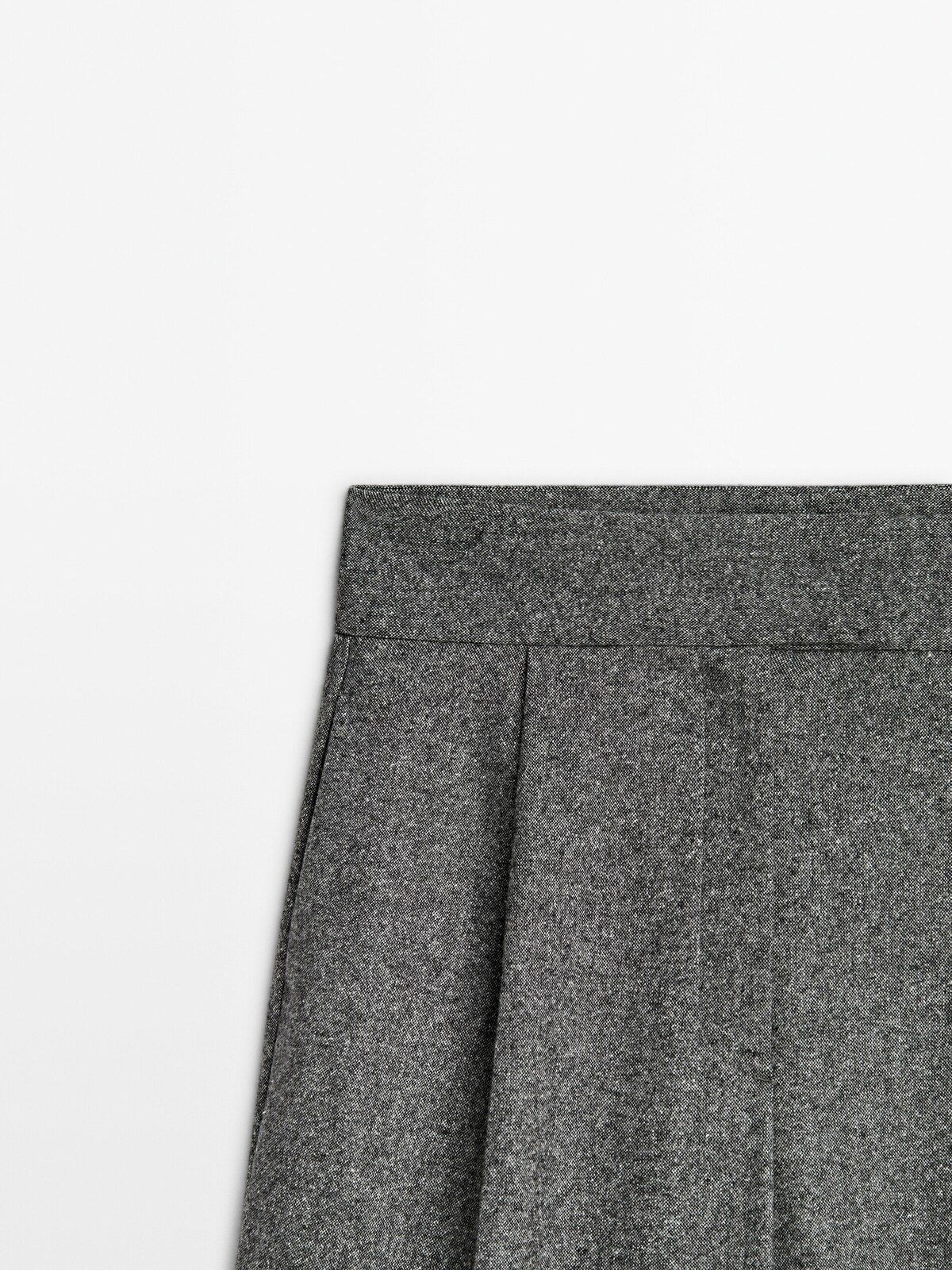 Darted flecked wool blend trousers | Massimo Dutti UK