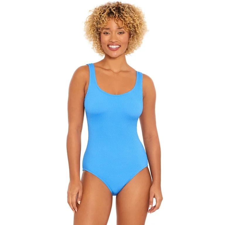 Time and Tru Women's and Women’s Plus Size Solid Crinkle One Piece Swimsuit - Walmart.com | Walmart (US)
