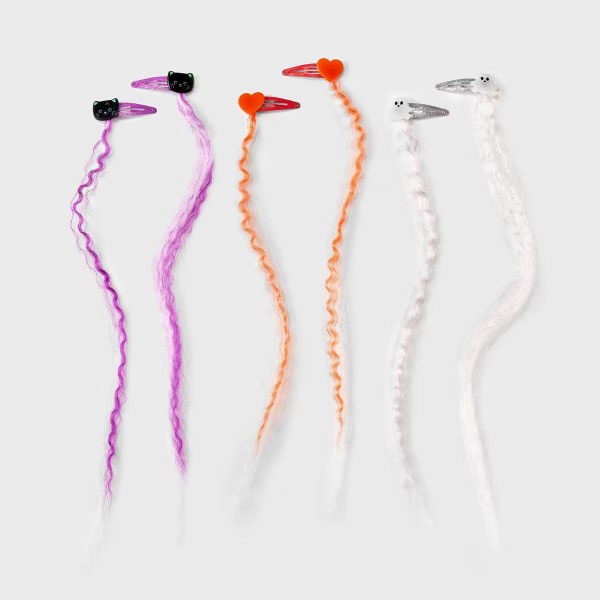 Girls' 6pk Halloween Faux Hair Snap Clips - Cat & Jack™ Orange/Pink/Purple | Target