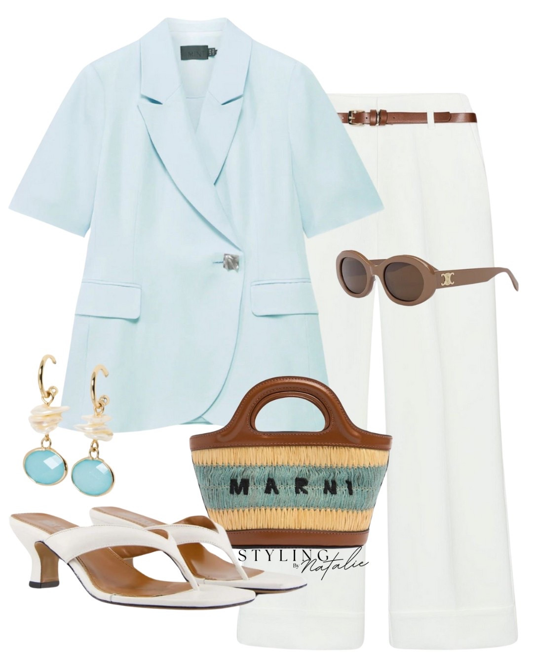 Weekend casual chic 🩵 
Blue short sleeve blazer, tailor belted trousers, Marni tote bag, white kitten heel thong sandals, Celine sunglasses & blue droplet earrings.
Zara, classy, effortless, smart style, blazer look, work wear

#LTKstyletip #LTKsummer #LTKuk
