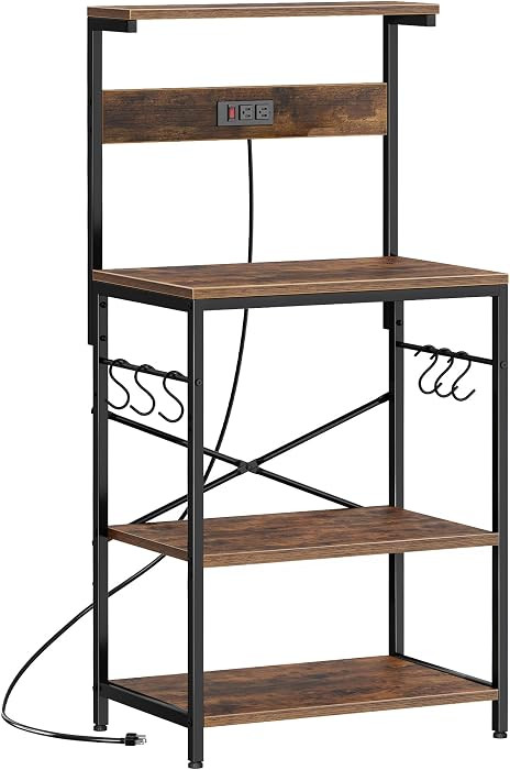 SUPERJARE Kitchen Bakers Rack with Power Outlet, Coffee Bar Table 4 Tiers, Kitchen Microwave Stan... | Amazon (US)