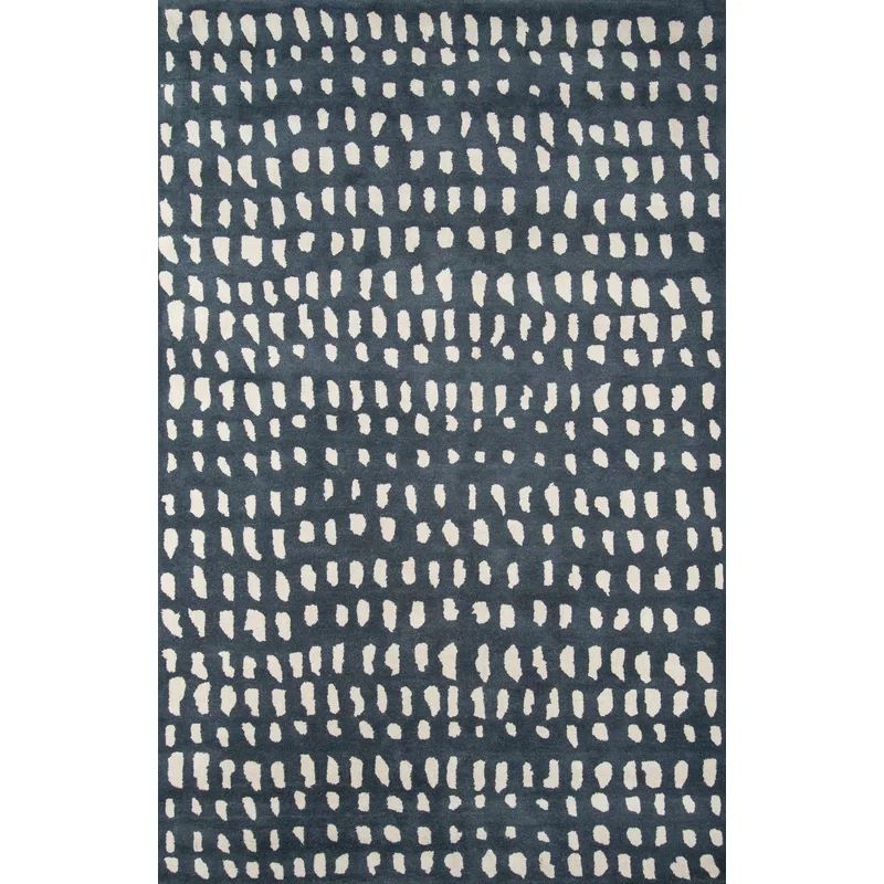 Delmar Abstract Handmade Wool Blue/Ivory Area Rug | Wayfair North America
