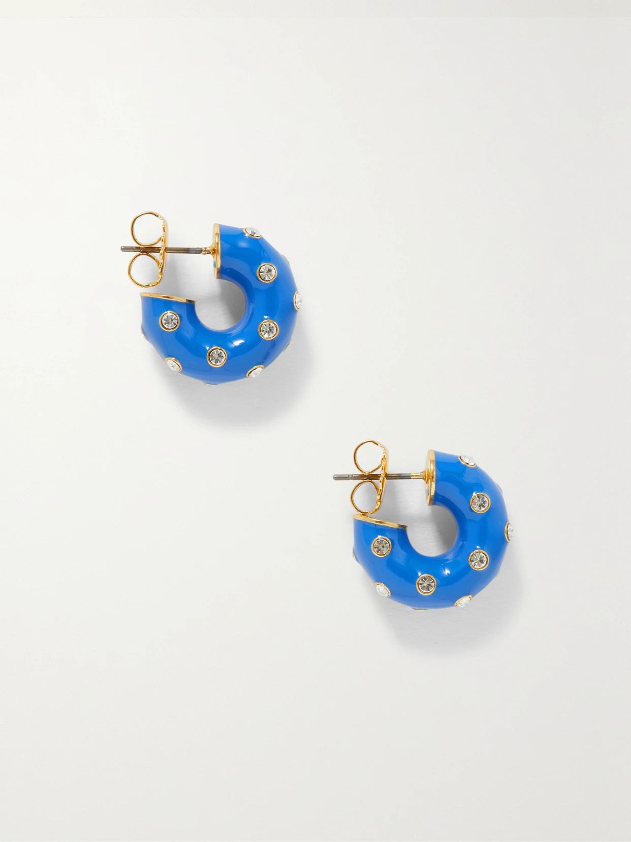 Roxanne Assoulin - Twinkle Twinkle Gold-tone, Enamel And Cubic Zirconia Hoop Earrings - Blue | NET-A-PORTER (US)
