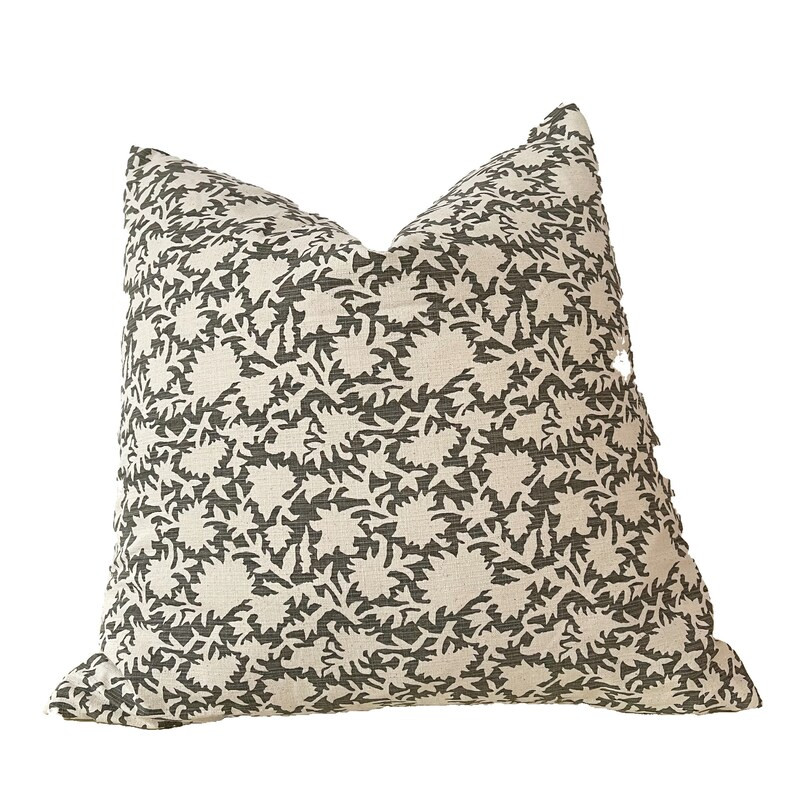 Chiangmai cotton floral pillow cover, green and natural floral pillow cover 20x20” | Etsy (US)