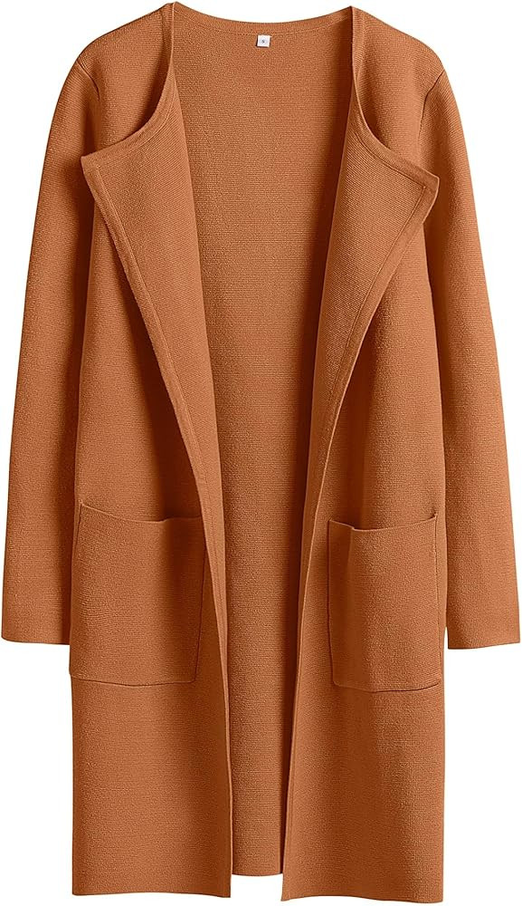 ANRABESS Womens Cardigan Sweater Open Front Knit Long Coatigan Dressy Casual Jacket Coat 2025 Fal... | Amazon (US)