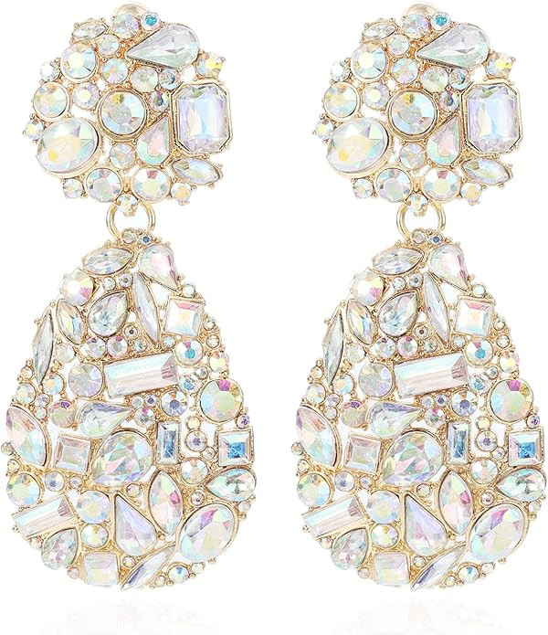 ATIMIGO Rhinestone Teardrop Dangle Earrings Trendy Crystal Drop Statement Earrings hypoallergenic... | Amazon (US)