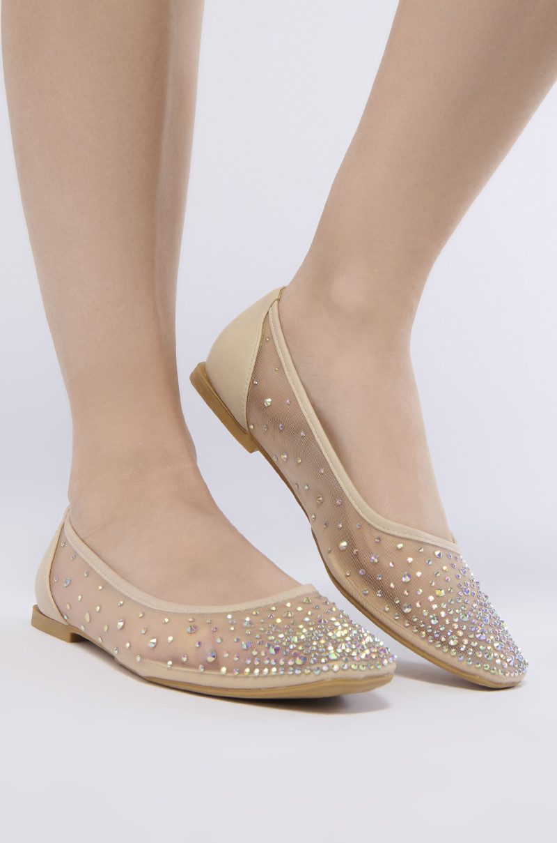 AZALEA WANG HENLEE NUDE RHINESTONE FLAT | AKIRA