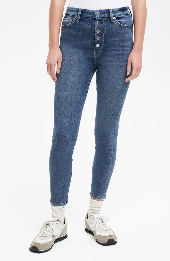 7 For All Mankind Aubrey Exposed Button Fly High Waist Skinny Jeans | Nordstrom | Nordstrom