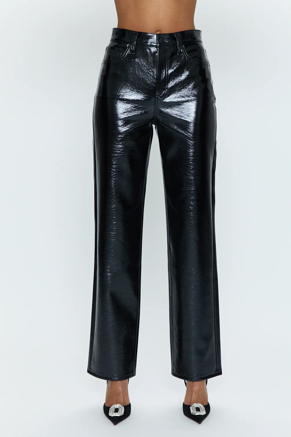 Cassie Super High Rise Straight - Black Vinyl | Pistola Denim