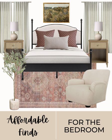 Affordable finds for the bedroom, bedroom finds, primary bedroom, decor, home decor, bed frame, throw pillows, rug, accent table, faux tree, night stand, table lamp, curtains, wall decor 

#LTKstyletip #LTKU #LTKhome