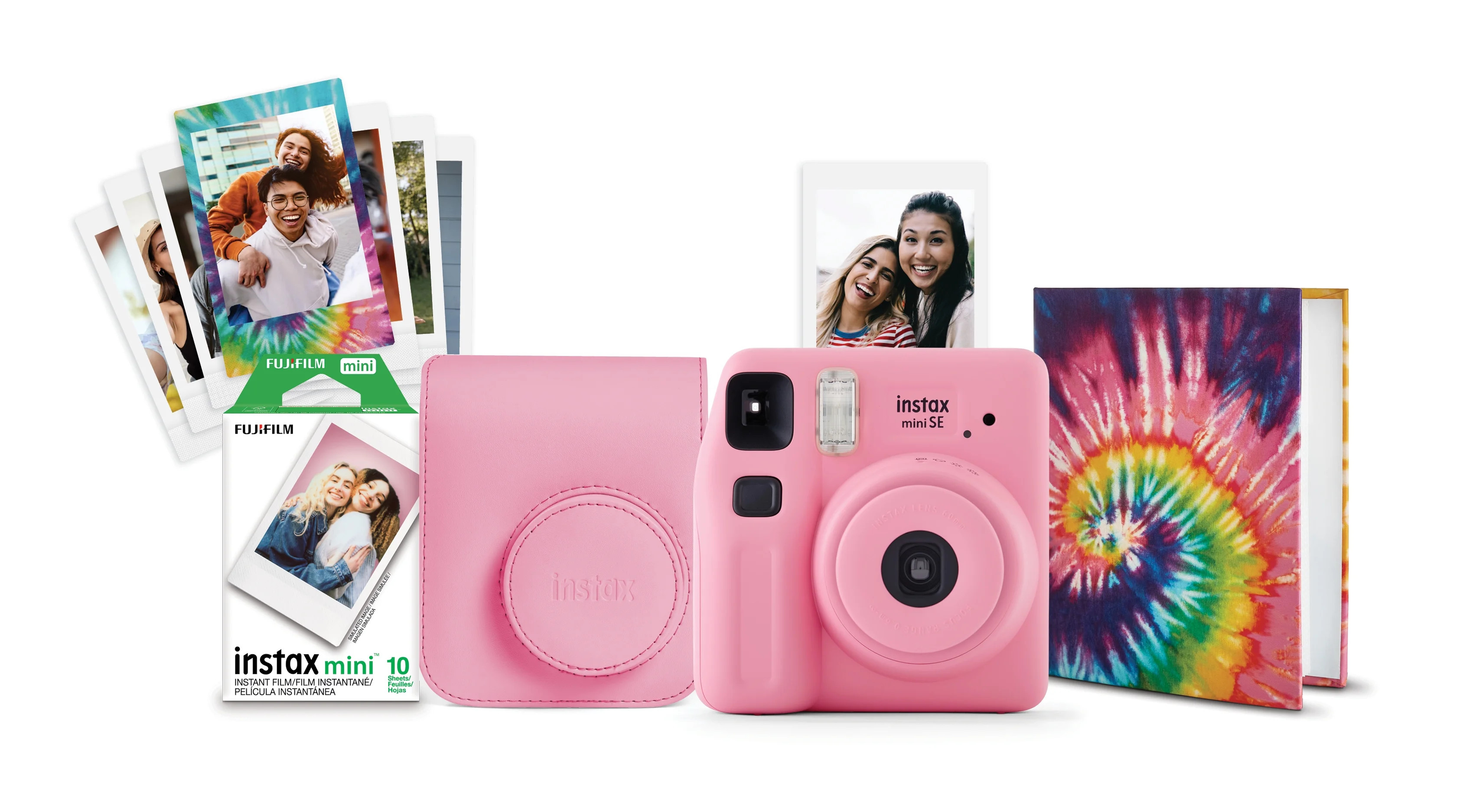 Fujifilm instax Mini SE Instant Camera with Case, Album, 10 Pack of Film, and Frame Stickers, Pin... | Walmart (US)