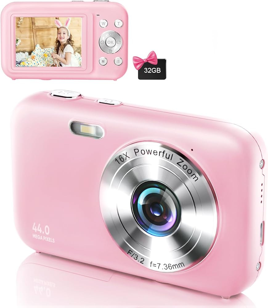 Digital Camera, FHD 1080P Kids Camera with 32GB SD Card 44MP Point and Shoot Camera with 16X Digi... | Amazon (US)