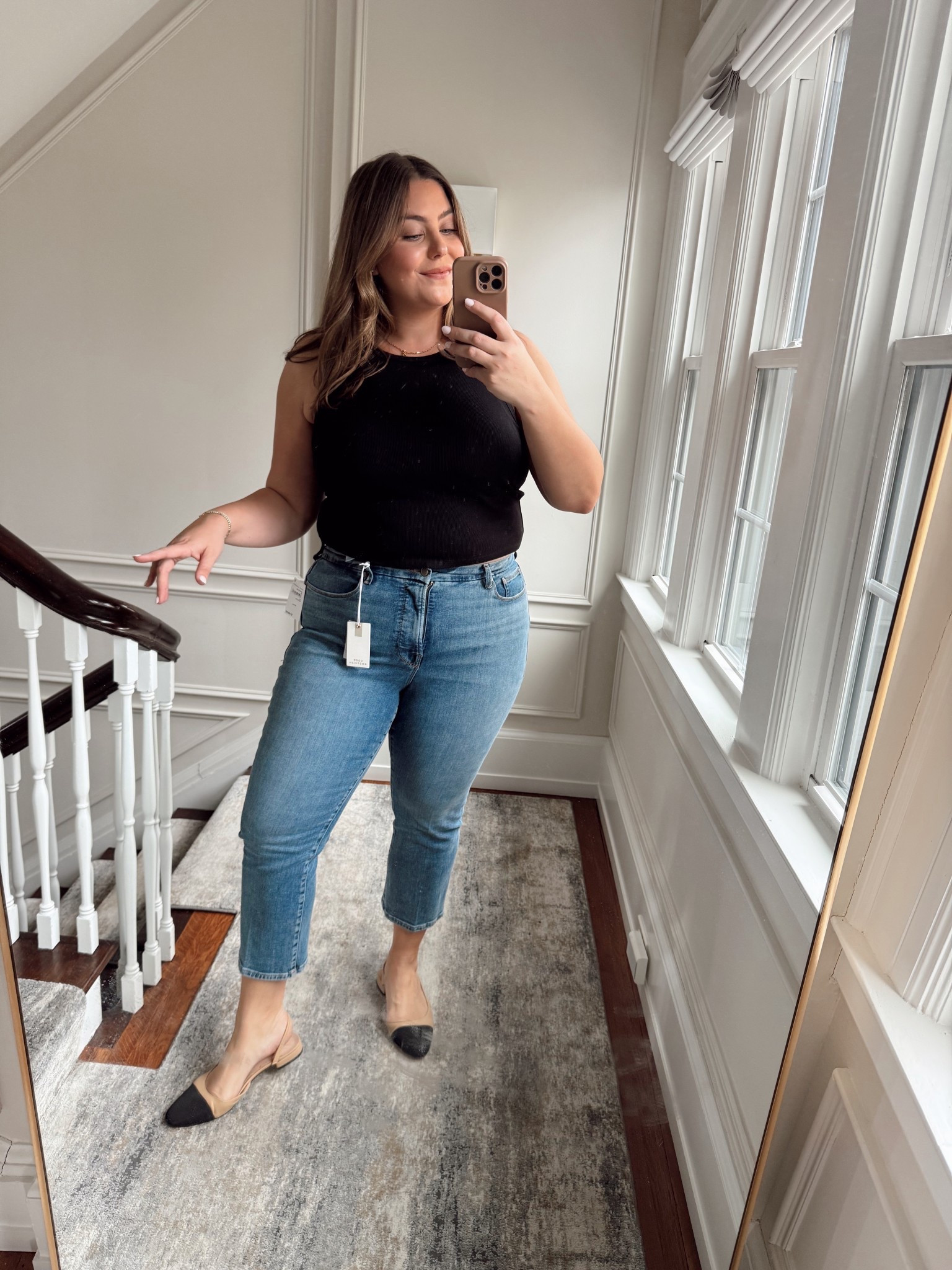 Wearing size 16 in jeans, XXL in tank. Use CARALYN15 at Good American. 

#LTKMidsize #LTKStyleTip