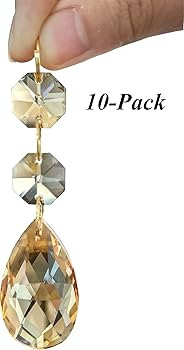 Teardrop Pendants Chandelier Crystal Prisms Pendants Glass Pendants Beads, Pack of 10 (Champagne) | Amazon (US)