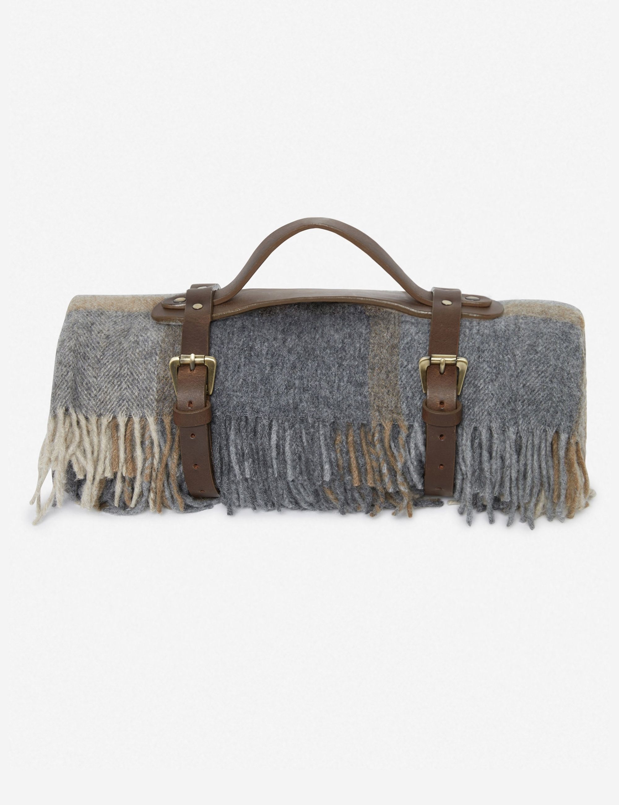 Sloane Wool Throw with Leather Carrier, Spice | Lulu and Georgia 