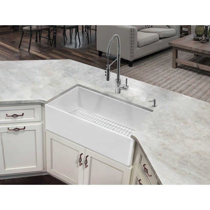 Superior Sinks Farmhouse Apron Front 33-in x 18-in White Single Bowl Kitchen Sink | Lowe's