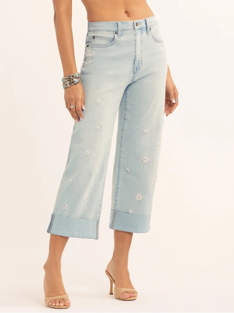 Jessica Simpson Women's Zinnia Wide Leg Boyfriend Jeans, Sizes 2-16 - Walmart.com | Walmart (US)