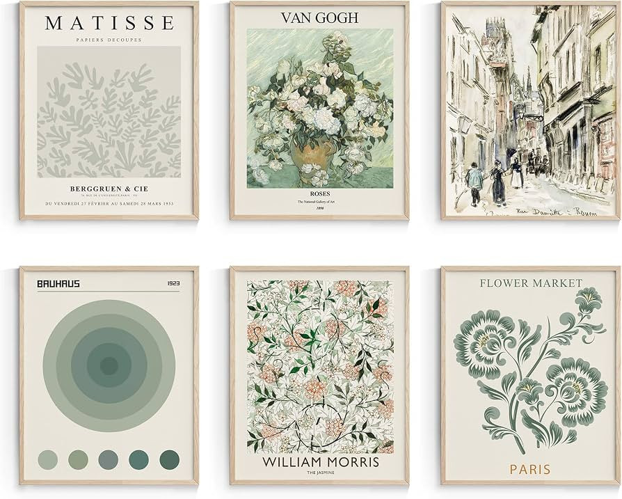 Habseligkeit Sage Green Master Wall Art Prints, Abstract Matisse Wall Art Exhibition Posters, Vin... | Amazon (US)