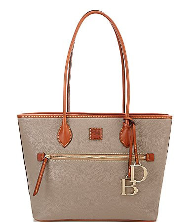 Dooney Bourke Pebble Collection Leather Contrast Trim Tote Bag - Taupe | Dillard's