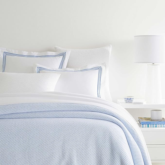 Quinn French Blue Cotton Blanket, Full/Queen Size, Blue Solid Pattern | Amazon (US)