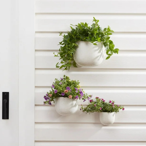 Better Homes & Gardens 4/6/8inch Wall Planters, White, 3-Pack | Walmart (US)