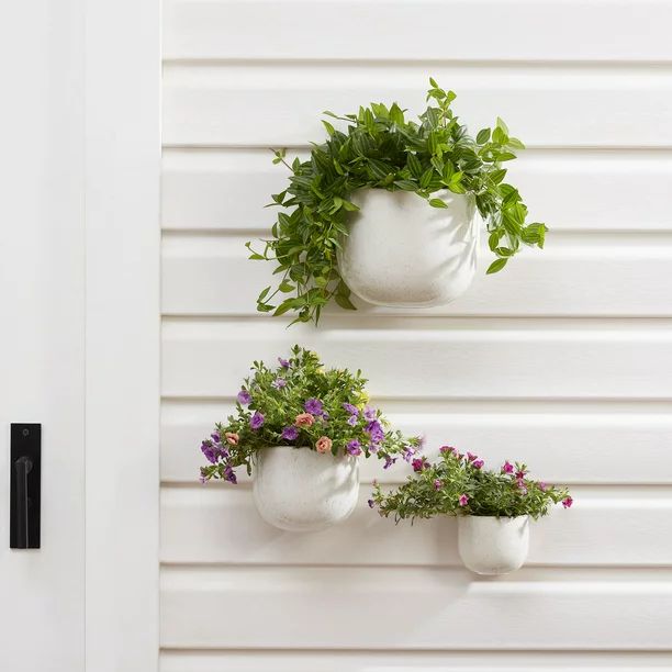 Better Homes & Gardens 4/6/8inch Wall Planters, White, 3-Pack | Walmart (US)