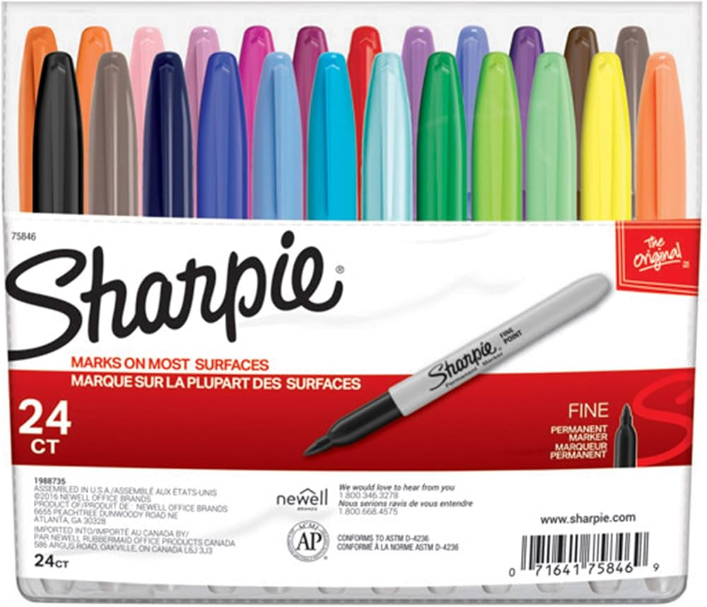 SHARPIE Permanent Markers, Fine Point, Assorted Colors, 24-Count | Amazon (US)
