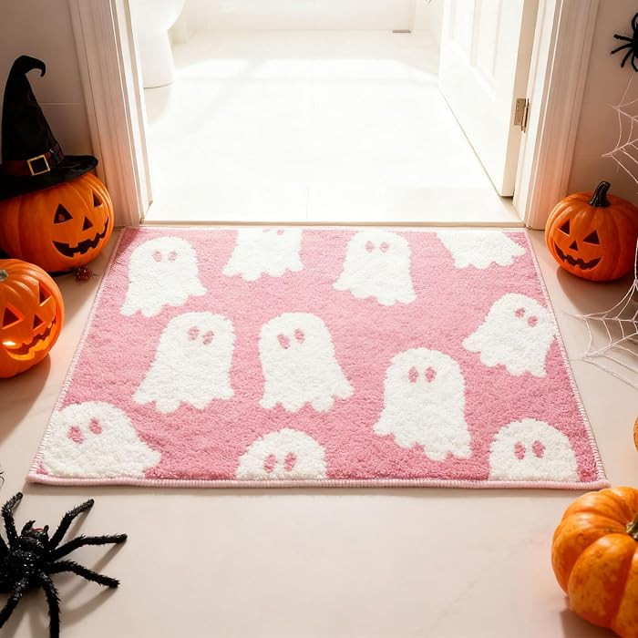 BOVVSKY Ghost Bath Mat Soft Halloween Bathroom Rug Non Slip, Cute Spooky Ghost Halloween Bathroom... | Amazon (US)