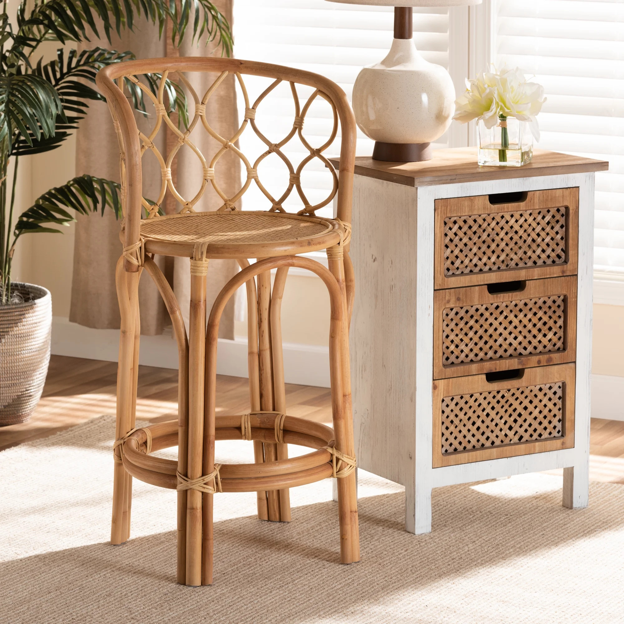 Baxton Studio Diana Bar Stool, Natural - Walmart.com | Walmart (US)