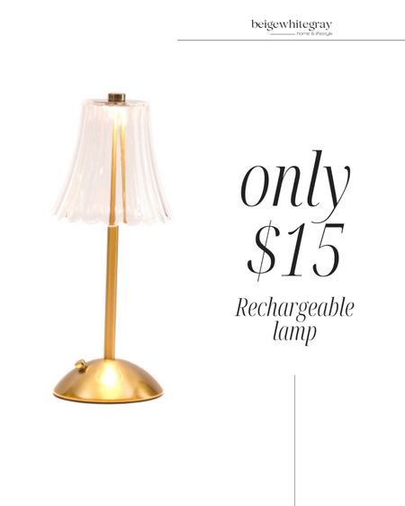 Rechargeable lights are pricey! I have one and it was definitely not $15 more like double the price! Love the cold and fluted glass shade! 

#LTKFindsUnder50 #LTKSaleAlert #LTKHome
