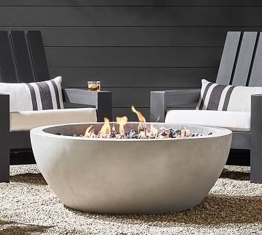 Nerissa Concrete 42" Round Natural Gas Fire Pit Table | Pottery Barn (US)