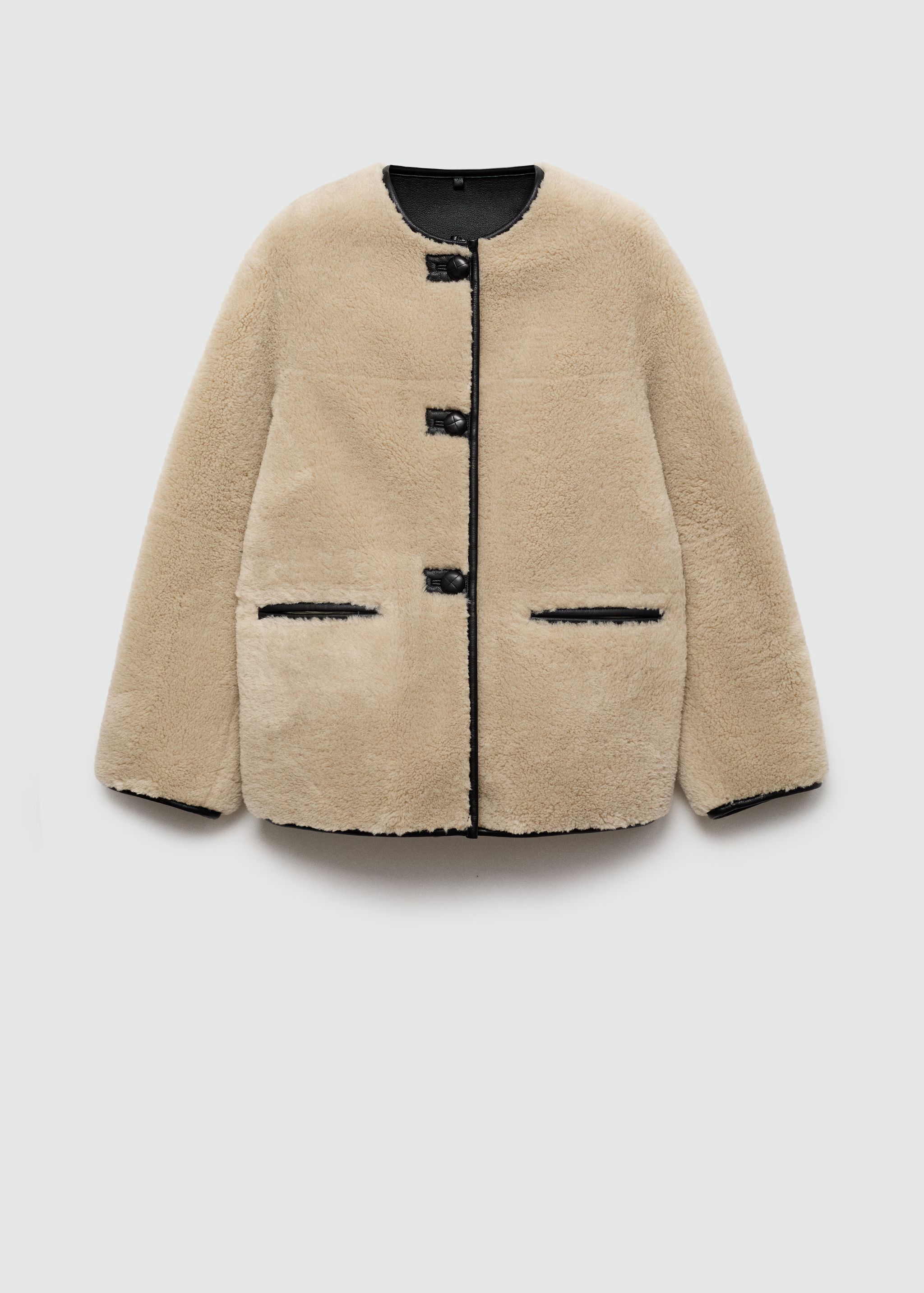 Fur-effect coat with appliqués | MANGO (US)