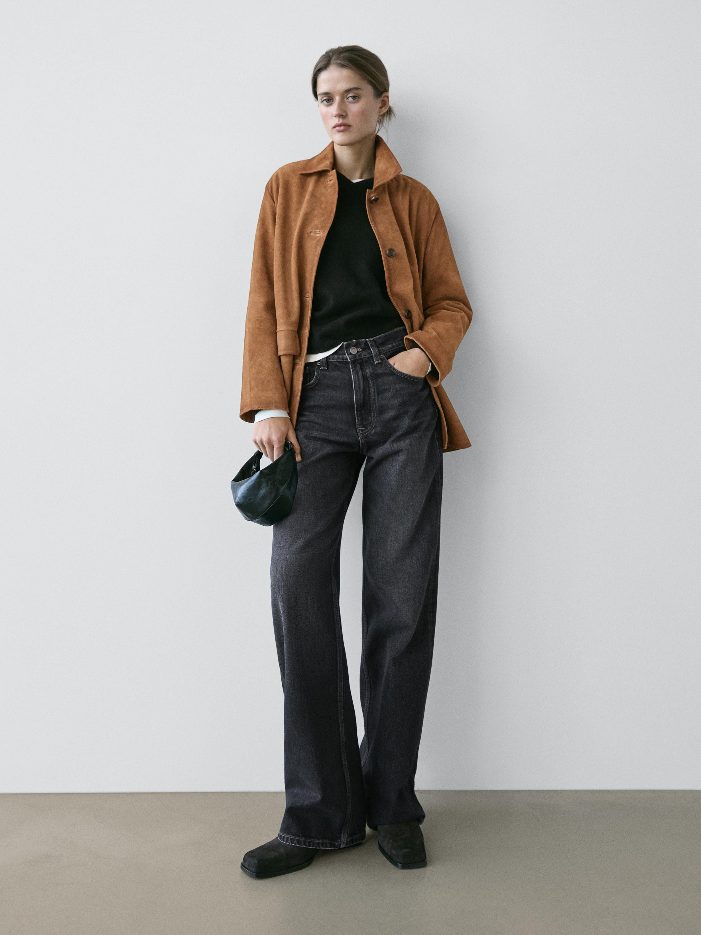 Wide-Leg-Jeans mit hohem Bund | Massimo Dutti DE