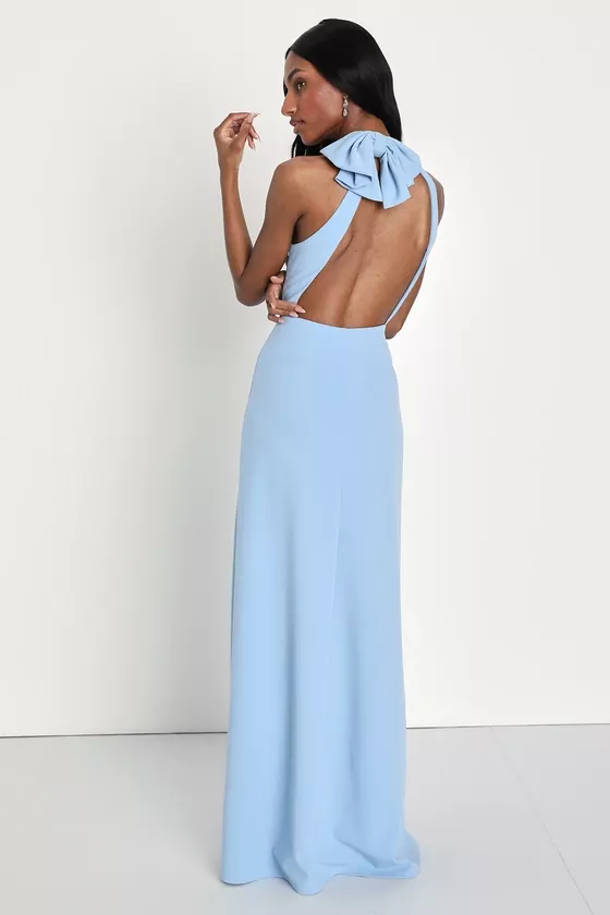 Light blue halter maxi 2024 dress