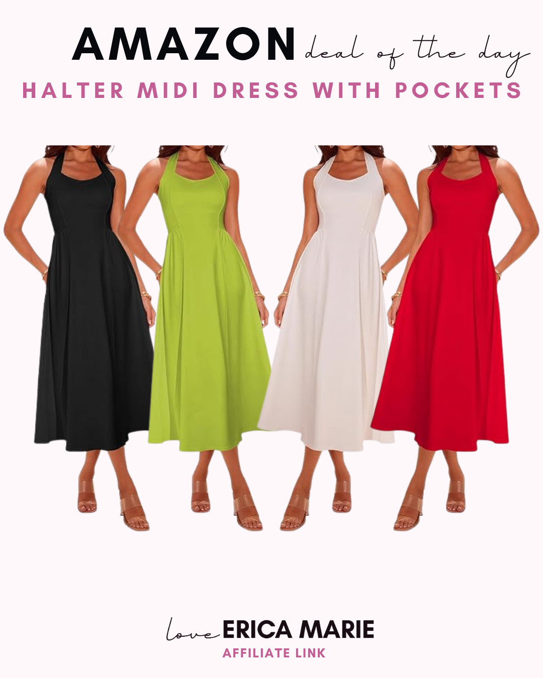 This dress checks all the boxes ✔️

Halter style, midi length, AND pockets, say less 💁‍♀️ 

 #LTKSaleAlert #LTKMidsize #LTKPlusSize