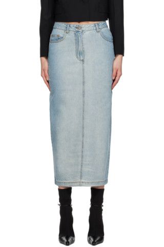 Juun.J - Blue Slit Denim Maxi Skirt | SSENSE