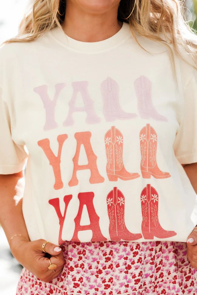 Y'all Ivory Comfort Color Graphic Tee Krista Horton X Pink Lily | Pink Lily