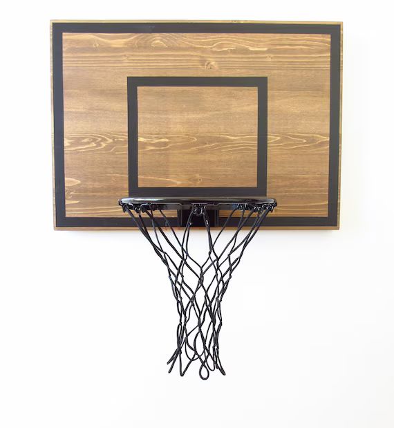 Rustic Wall Mounted Basketball Hoop Brown and Black Indoor Goal | Etsy (US)