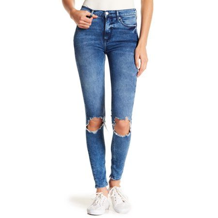 Free People Womens Busted Knee Skinny Jeans (Turquoise, 28) | Walmart (US)