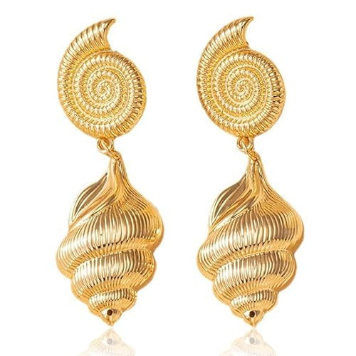 INLOLLY Gold Shell Earrings Pearl Shell Earrings for Women Girls, Boho Ocean Earrings Elegant Seashell Earrings Shell Jewelry, Summer Beach Stud Earrings Gifts | Amazon (US)