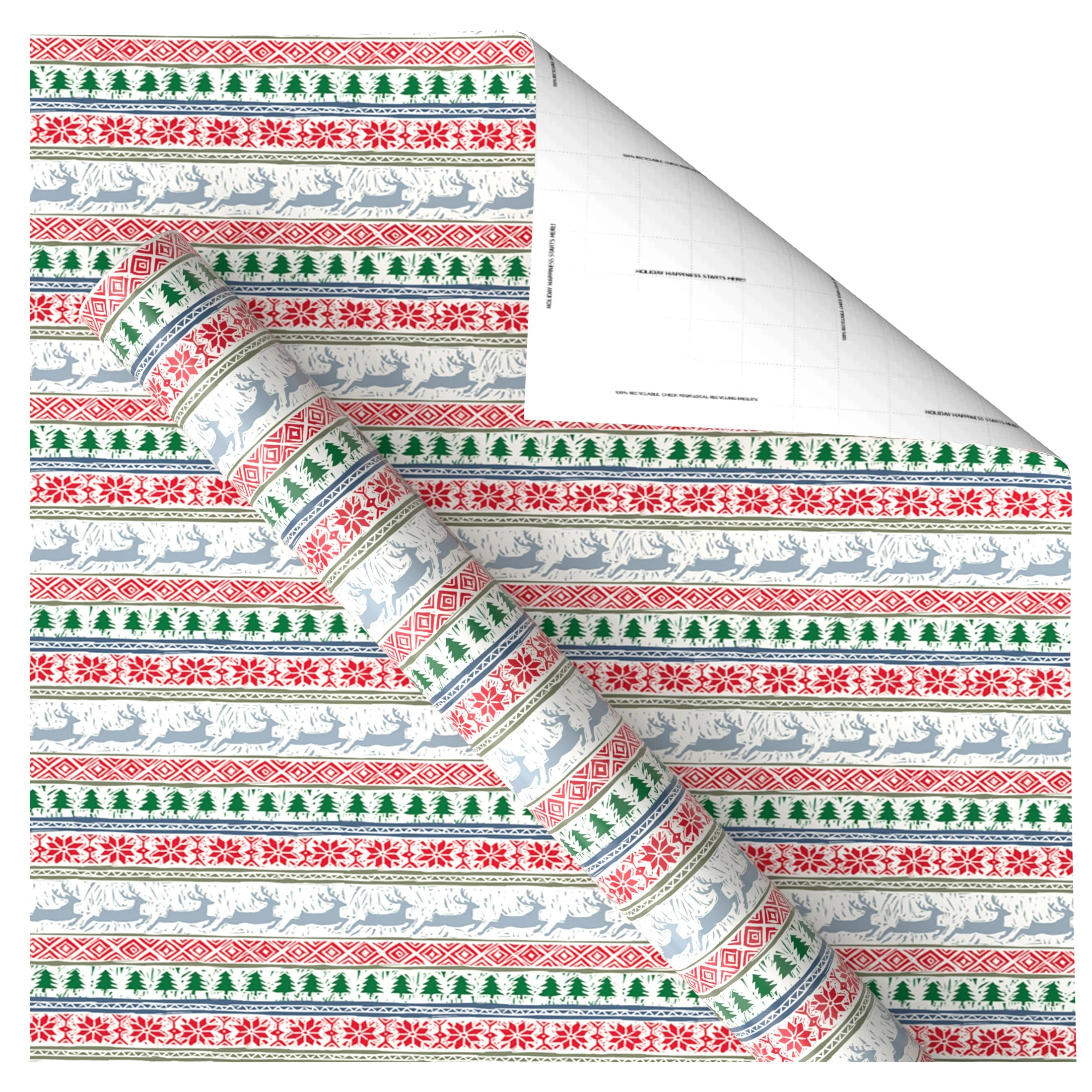 Multicolor Deer Christmas Sweater Wrapping Paper, 160 sq ft, by Holiday Time | Walmart (US)