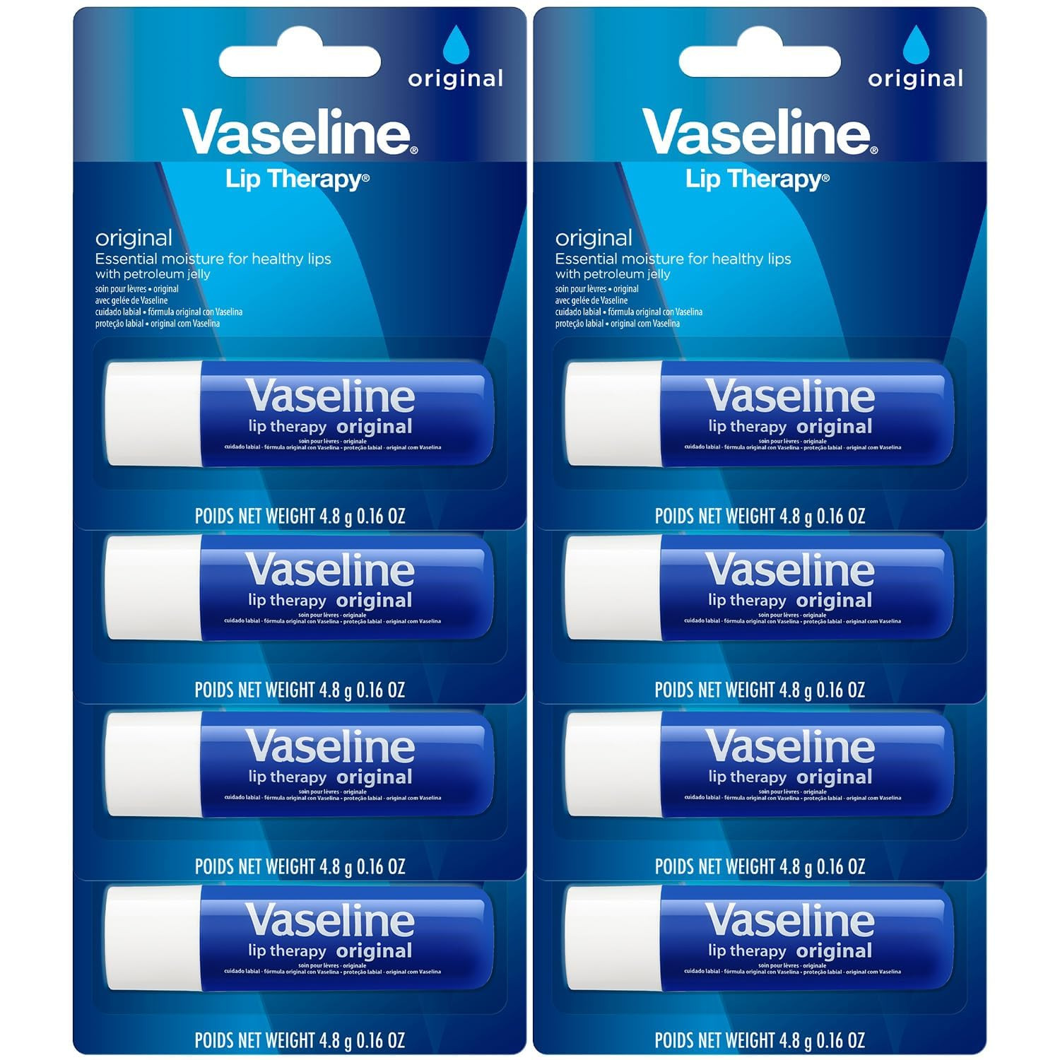 Vaseline Lip Therapy Original 8-Pack – Moisturizing Lip Balm for Very Dry Lips, 0.16 Oz Ea | Amazon (US)