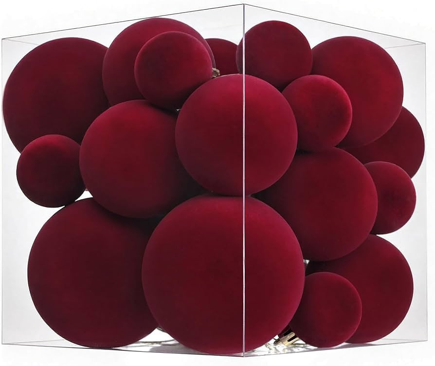 PYOF Christmas Tree Decorations 23 Pcs Velvet Ornaments for Christmas Tree, Mixed Sizes Flocked O... | Amazon (US)