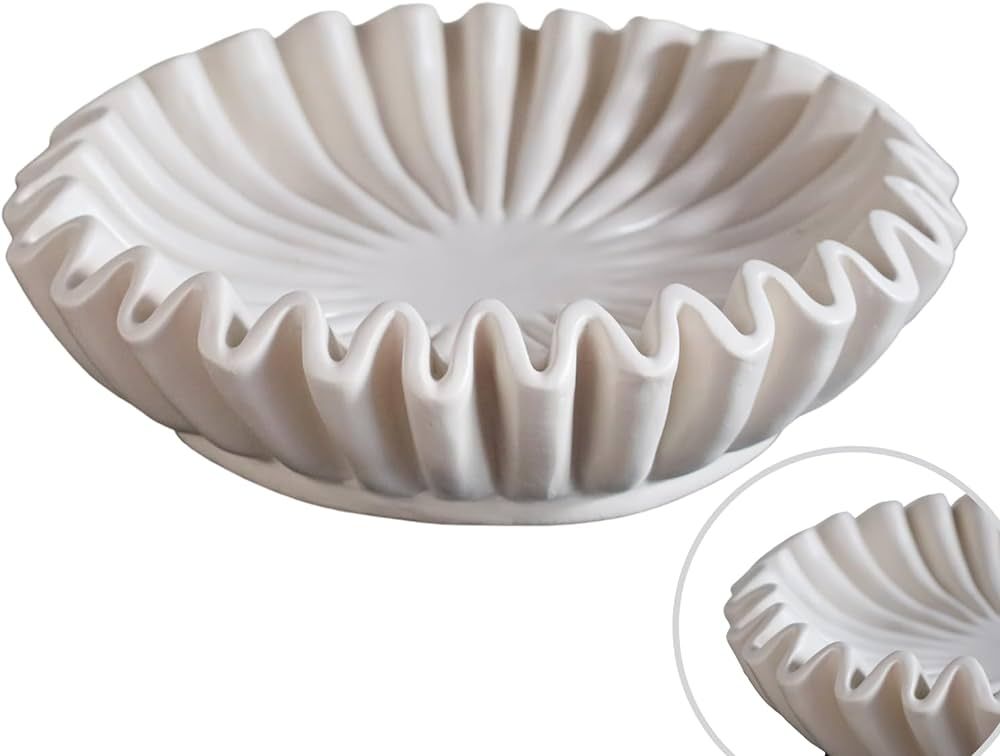 Nico Fluted Ruffle Decorative Bowl - Home Decor Accents for Living Room Styling Coffee Table Bookshe | Amazon (US)