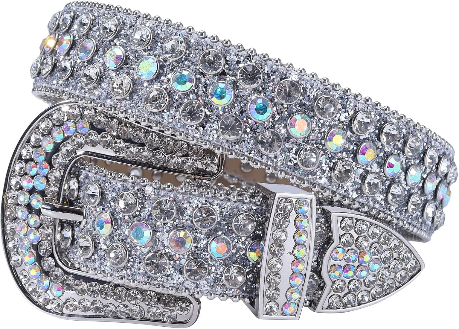 Rhinestone Belt for Women Men, Western Belts Cowgirl Cowboy Punk Studded Leather Belt for Jeans Dres | Amazon (US)